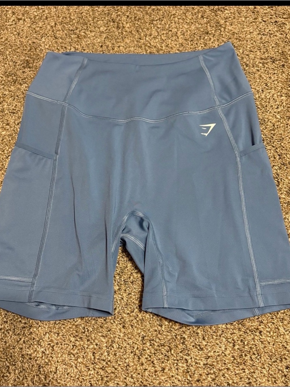 Gymshark Mid-Rise Slate Blue Bike Shorts with Side Pockets